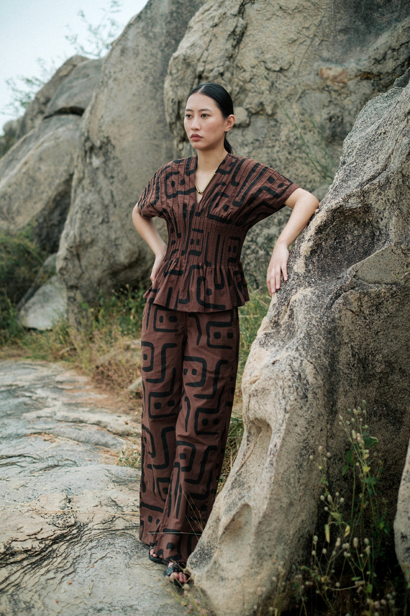Meknes kimono top paiwand top/shirt by The Terra Tribe in green for women in Singapore
