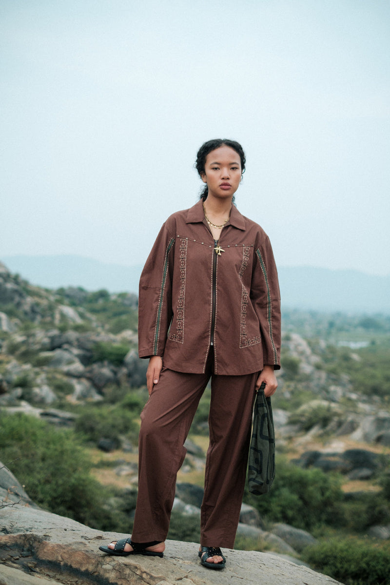 Handwoven Barrel Pants Crushed Cotton pant/trouser by The Terra Tribe in green for women in Singapore