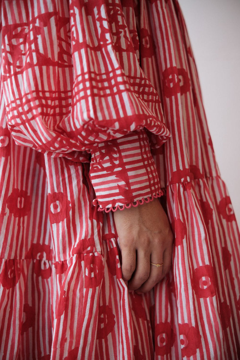 DAISY DRESS cotton by TOKREE in red color for women in Singapore