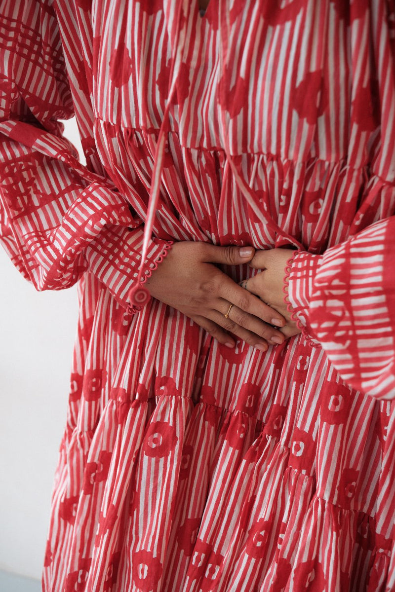 DAISY DRESS cotton by TOKREE in red color for women in Singapore