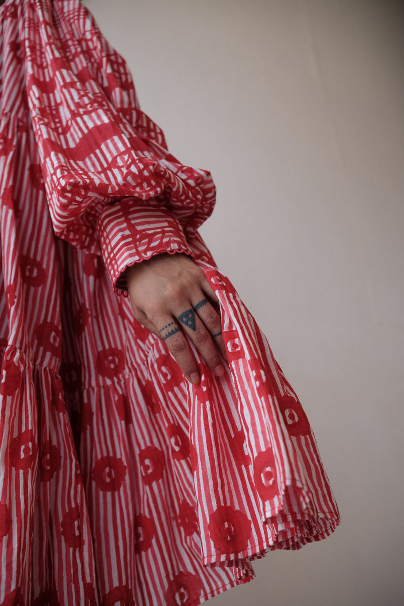 DAISY DRESS cotton by TOKREE in red color for women in Singapore