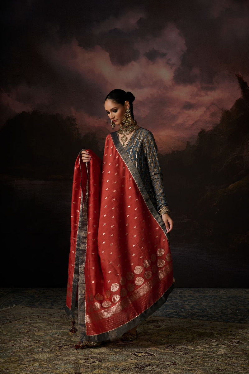 MONA DUPATTA by SWATTI KAPOOR in rust color for women in Singapore