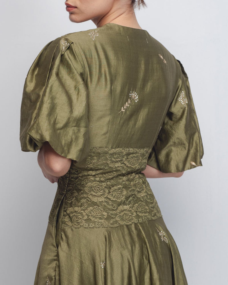 Montana Dress - Olive Green cotton Buy Montana Dress - Olive Green from C&W | Dresses for Women by Leh Studios in green color for women in Singapore