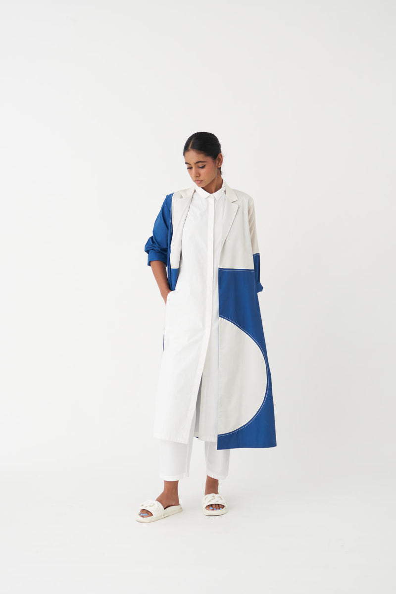 MOON JACKET - BLUE poplin by THREE in blue color for women in Singapore