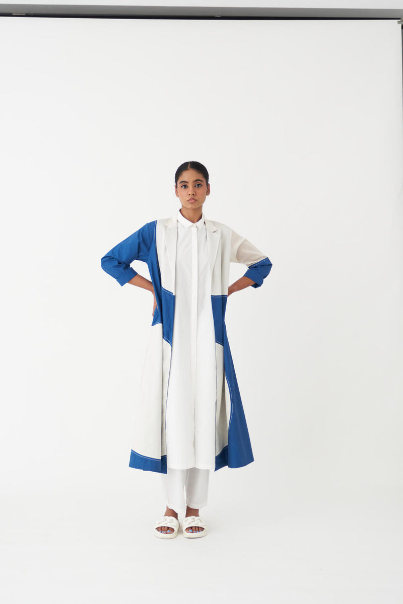 MOON JACKET - BLUE poplin by THREE in blue color for women in Singapore