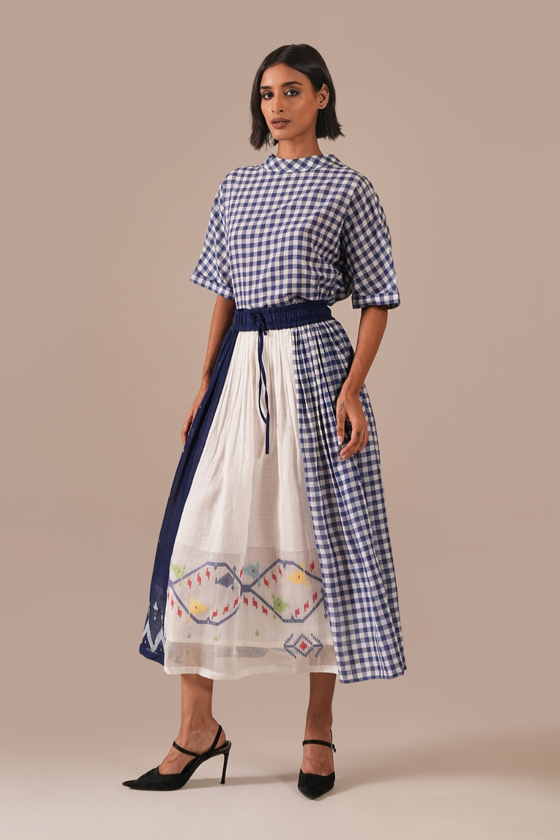 MOONLIT WAVE DRESS 100% cotton Buy MOONLIT WAVE DRESS from C&W | Dresses for Women by Indigo Dreams in blue color for women in Singapore