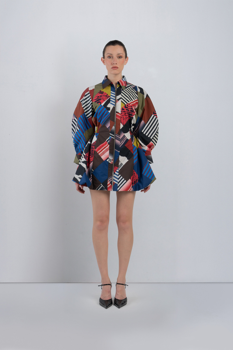 MOSAIC BUBBLE HEM DRESS - Multicolour dress by Leh Studios in multicolour for women in Singapore