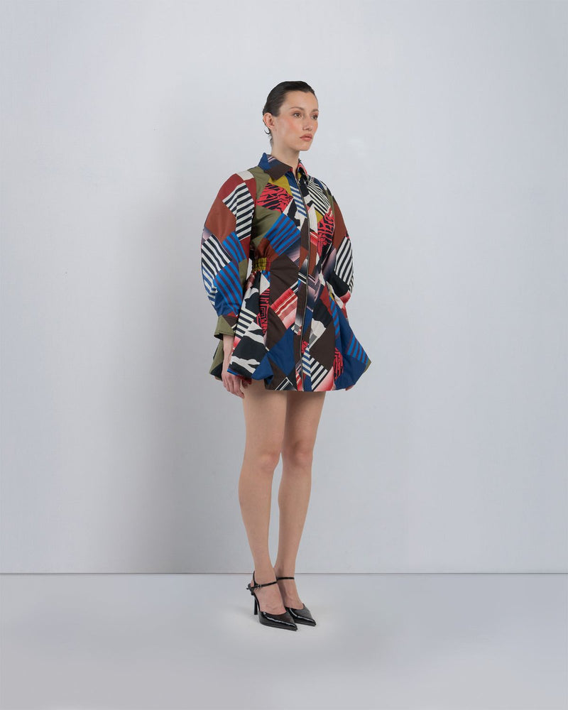 MOSAIC BUBBLE HEM DRESS - Multicolour dress by Leh Studios in multicolour for women in Singapore