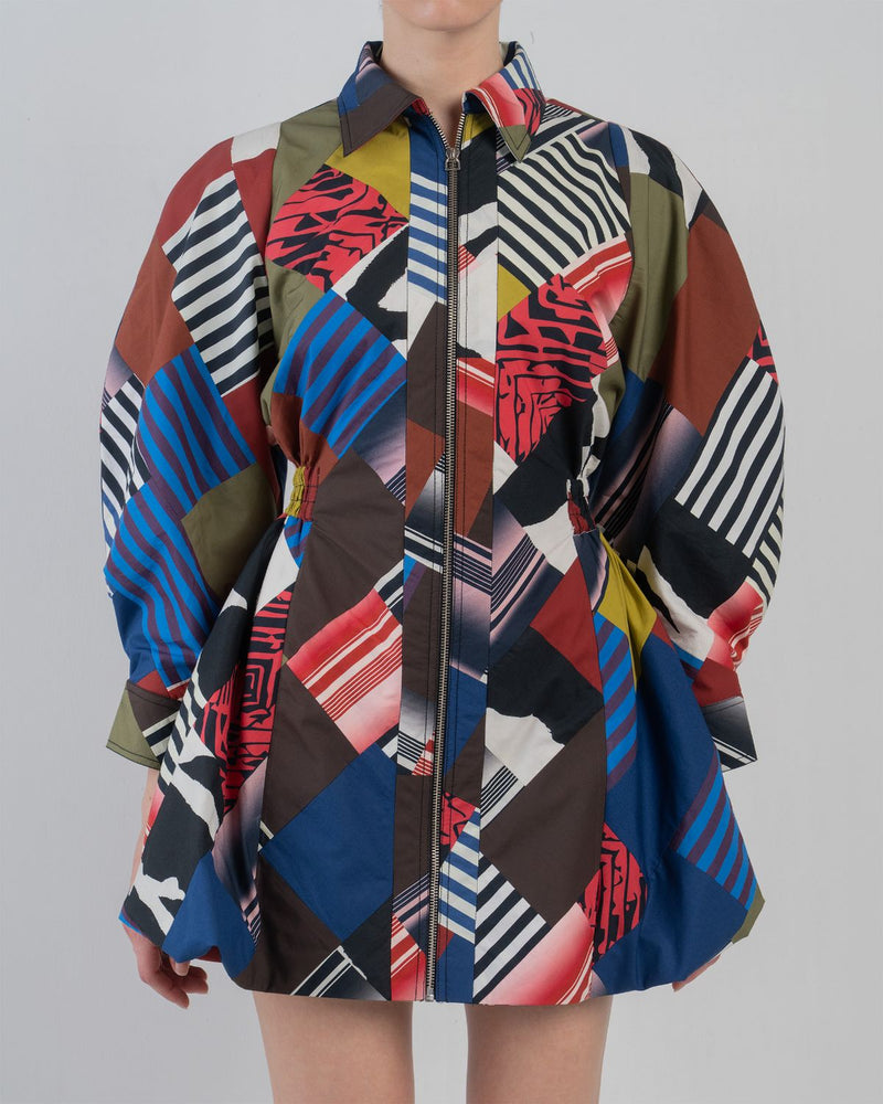 MOSAIC BUBBLE HEM DRESS - Multicolour dress by Leh Studios in multicolour for women in Singapore