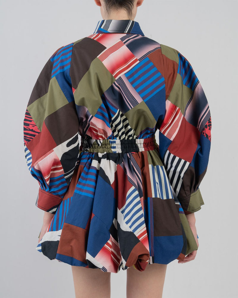 MOSAIC BUBBLE HEM DRESS - Multicolour dress by Leh Studios in multicolour for women in Singapore