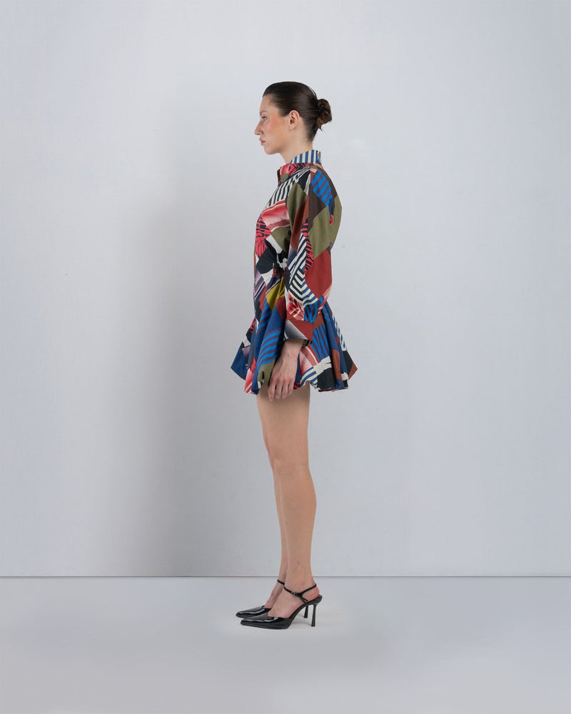 MOSAIC BUBBLE HEM DRESS - Multicolour dress by Leh Studios in multicolour for women in Singapore