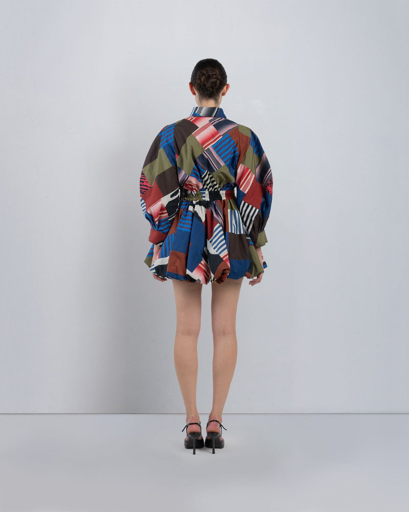 MOSAIC BUBBLE HEM DRESS - Multicolour dress by Leh Studios in multicolour for women in Singapore