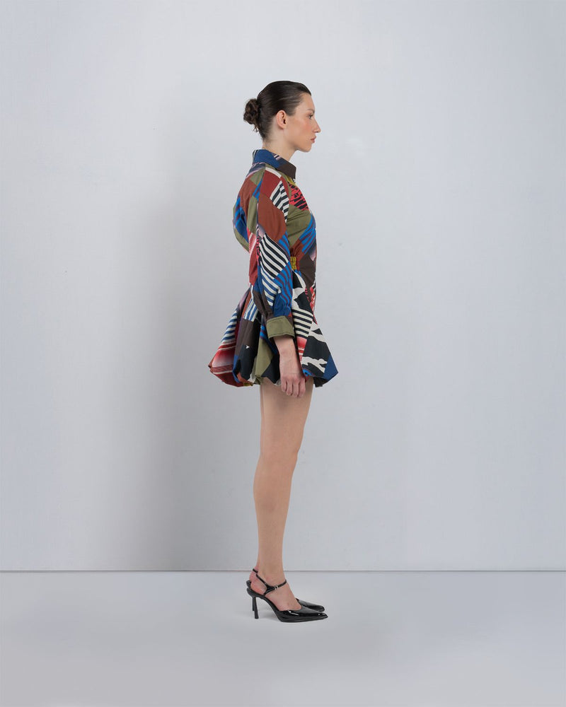 MOSAIC BUBBLE HEM DRESS - Multicolour dress by Leh Studios in multicolour for women in Singapore