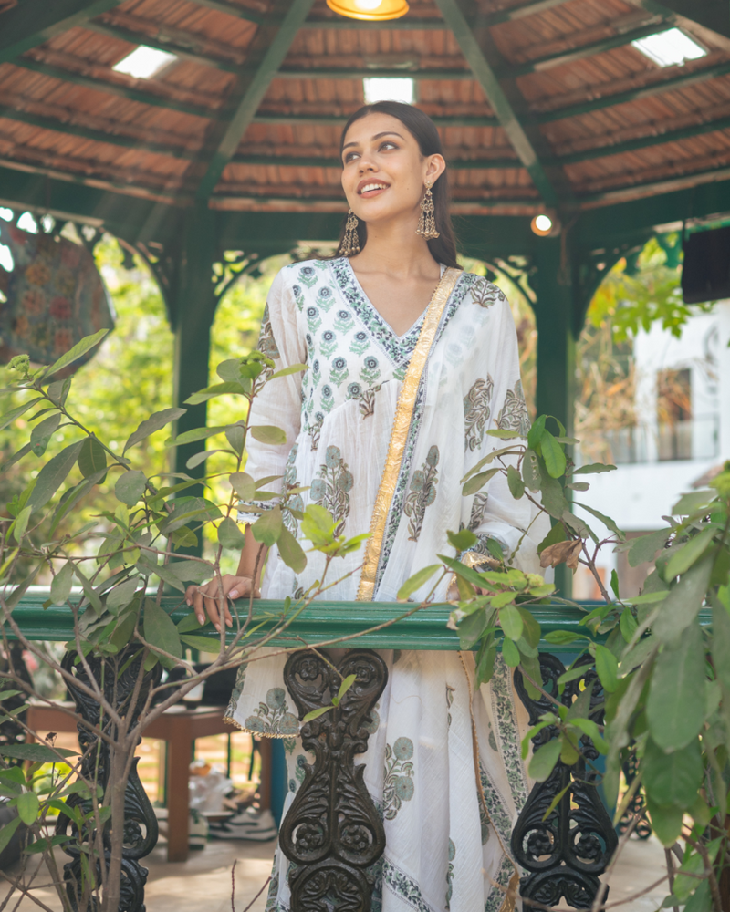 Blue Block Printed Short Kurta Set cotton Buy Blue Block Printed Short Kurta Set from C&W | Kurta/Kurta Sets for Women by Maison Shefali in blue color for women in Singapore