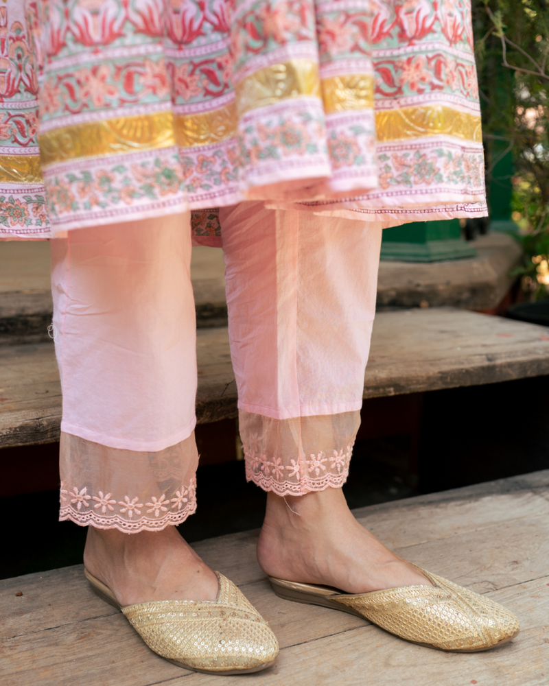 Mughal Pink Boota Anarkali Set cotton Buy Mughal Pink Boota Anarkali Set from C&W | Kurta/Kurta Sets for Women by Maison Shefali in pink color for women in Singapore
