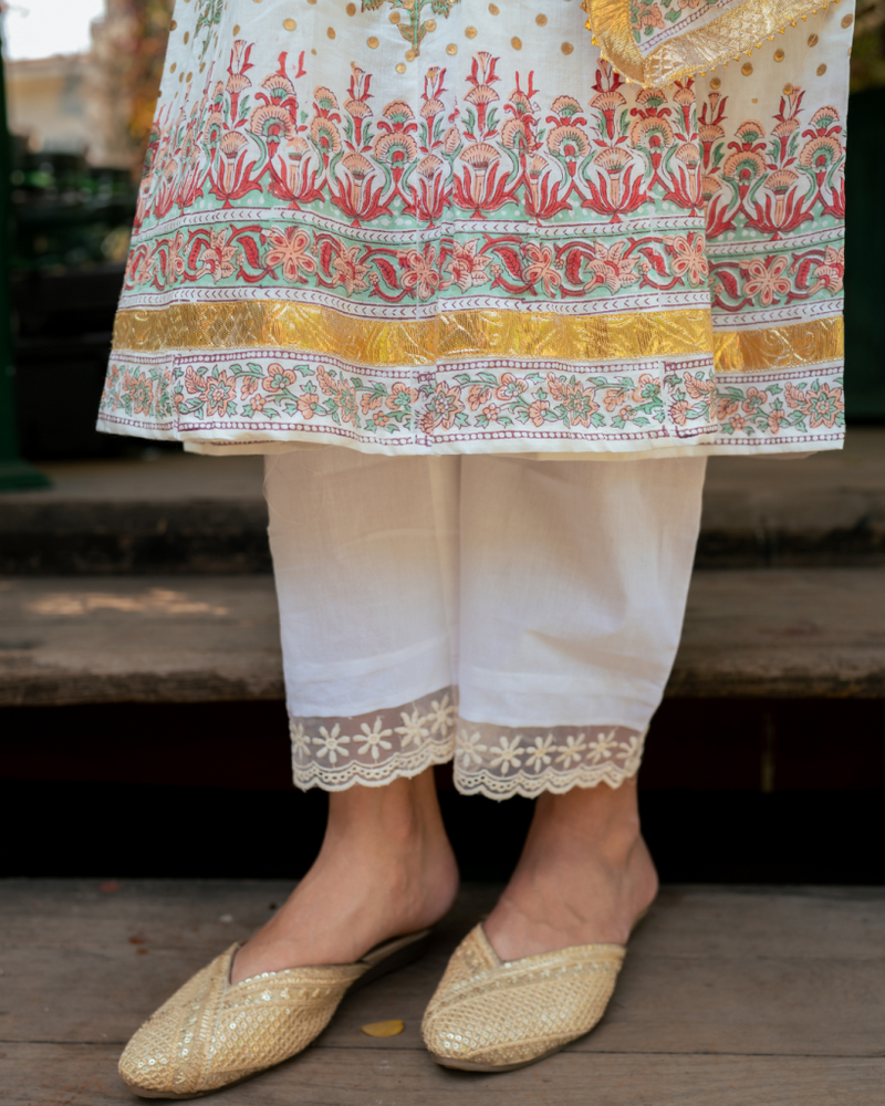 Mughal Peach Boota Anarkali Set cotton Buy Mughal Peach Boota Anarkali Set from C&W | Kurta/Kurta Sets for Women by Maison Shefali in peach color for women in Singapore