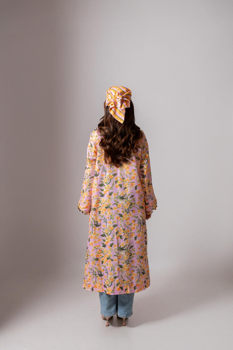 Linen digital print blush summer jacket-blush and yellow linen Buy Linen digital print blush summer jacket-blush and yellow from C&W | Jackets And Overlays for Women by Maison Shefali for women in Singapore
