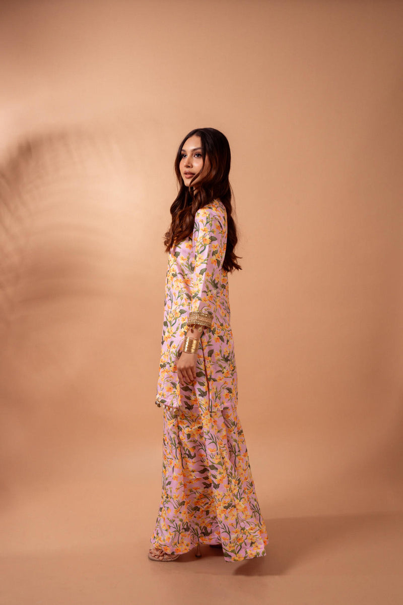 Linen digital print blush kali sharara set linen Buy Linen digital print blush kali sharara set from C&W | Kurta/Kurta Sets for Women by Maison Shefali for women in Singapore