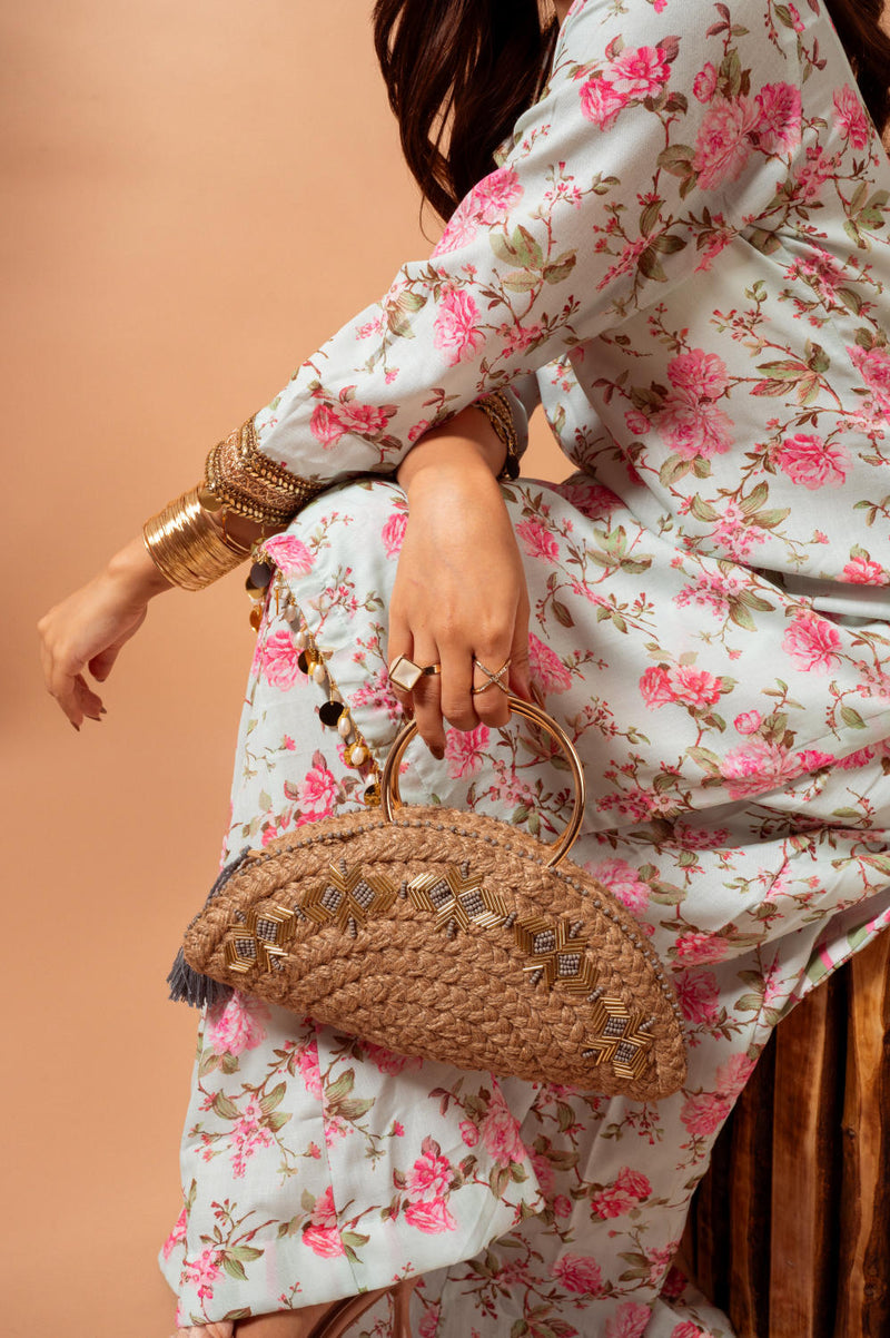 Linen digital print kali sharara set-Aqua agreen linen Buy Linen digital print kali sharara set-Aqua agreen from C&W | Kurta/Kurta Sets for Women by Maison Shefali for women in Singapore