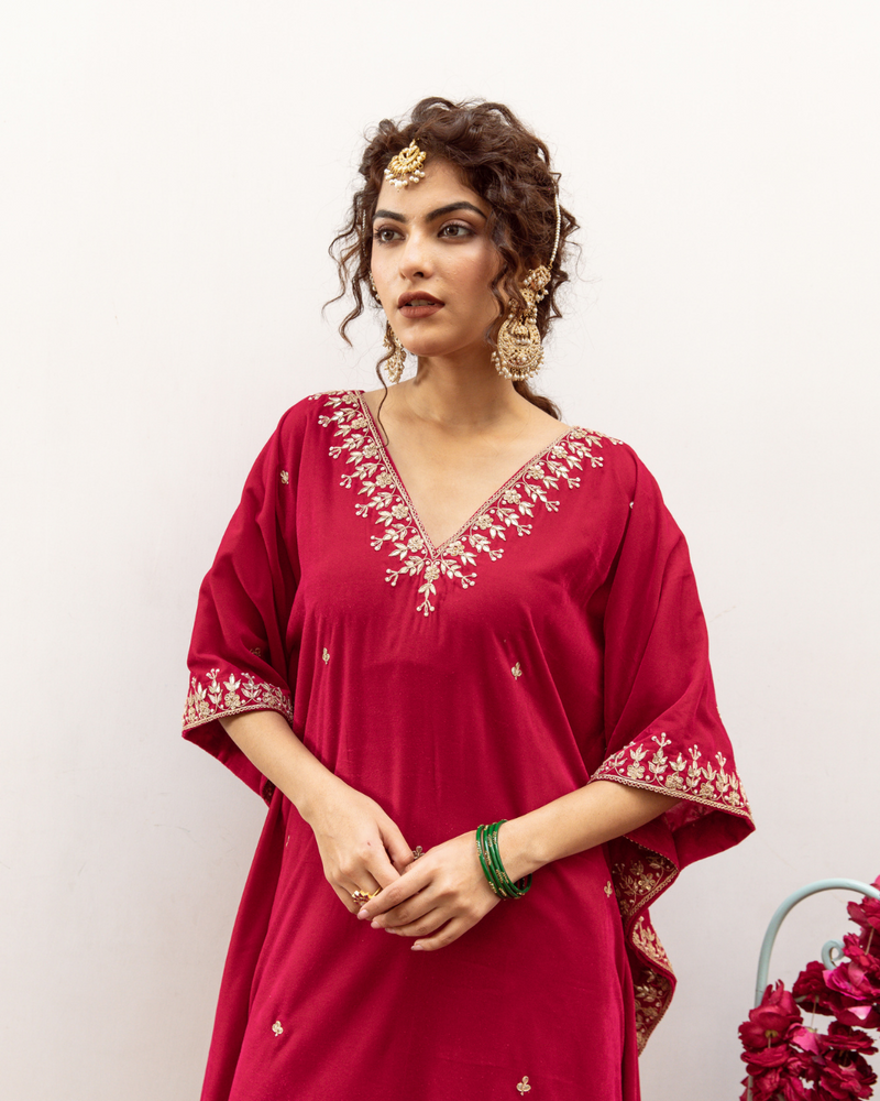 Ibtida Gulabi - Velvet Embroidered Kaftan Set silk Buy Ibtida Gulabi - Velvet Embroidered Kaftan Set








 from C&W | Kurta/Kurta Sets for Women by Maison Shefali in red color for women in Singapore
