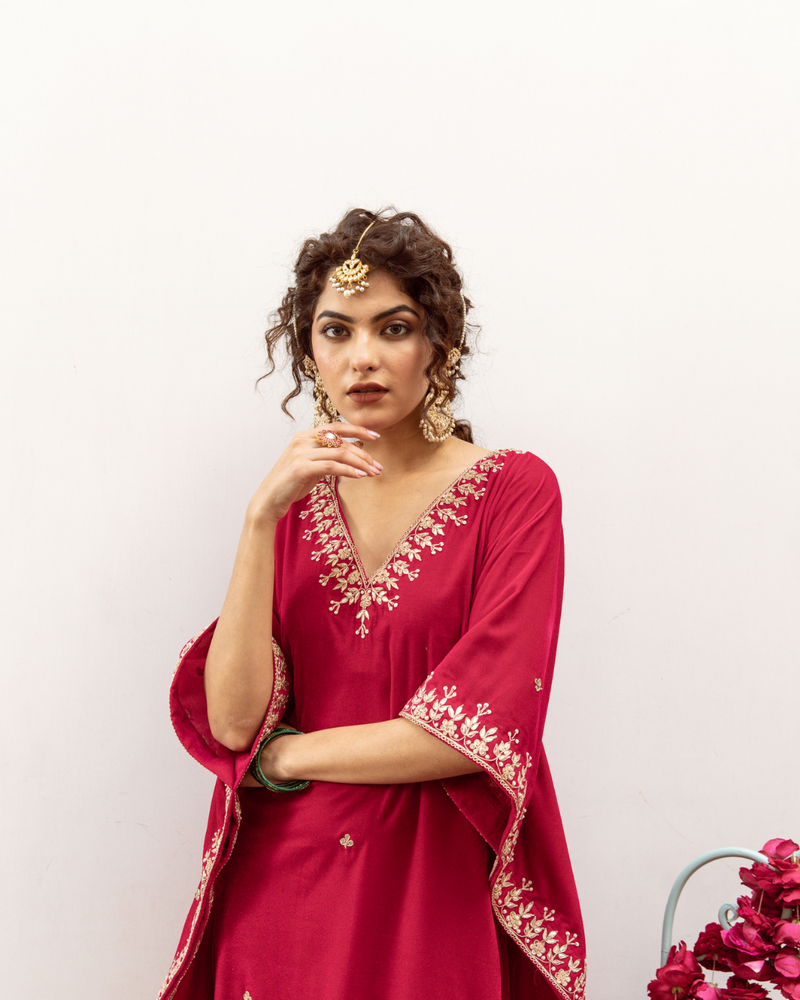 Ibtida Gulabi - Velvet Embroidered Kaftan Set silk Buy Ibtida Gulabi - Velvet Embroidered Kaftan Set








 from C&W | Kurta/Kurta Sets for Women by Maison Shefali in red color for women in Singapore