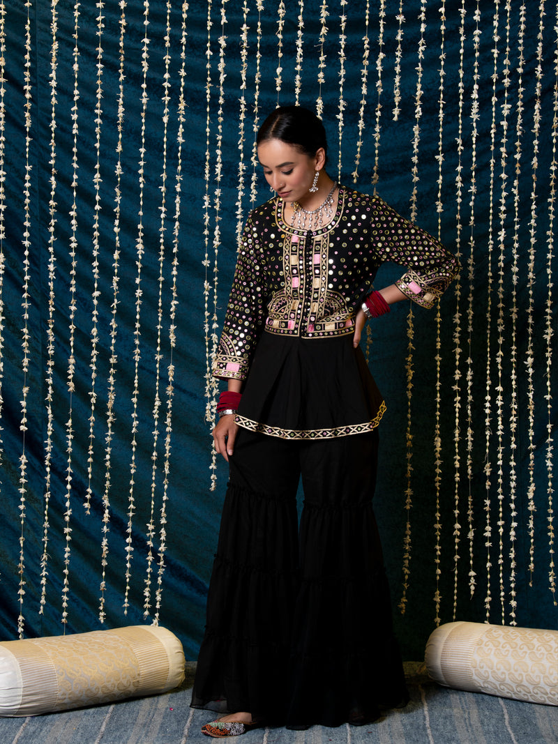Aks Jacket Gharara Set cotton Buy Aks Jacket Gharara Set from C&W | Kurta/Kurta Sets for Women by Maison Shefali for women in Singapore
