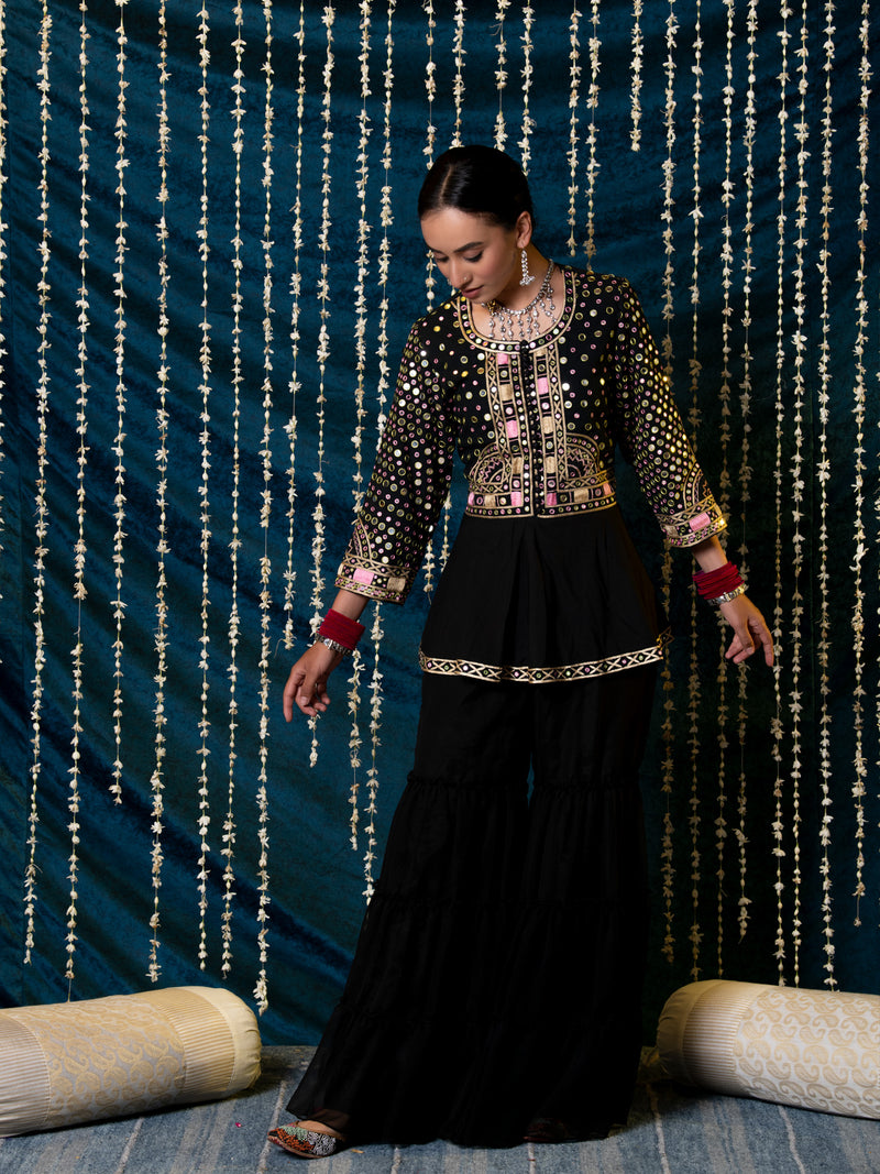 Aks Jacket Gharara Set cotton Buy Aks Jacket Gharara Set from C&W | Kurta/Kurta Sets for Women by Maison Shefali for women in Singapore