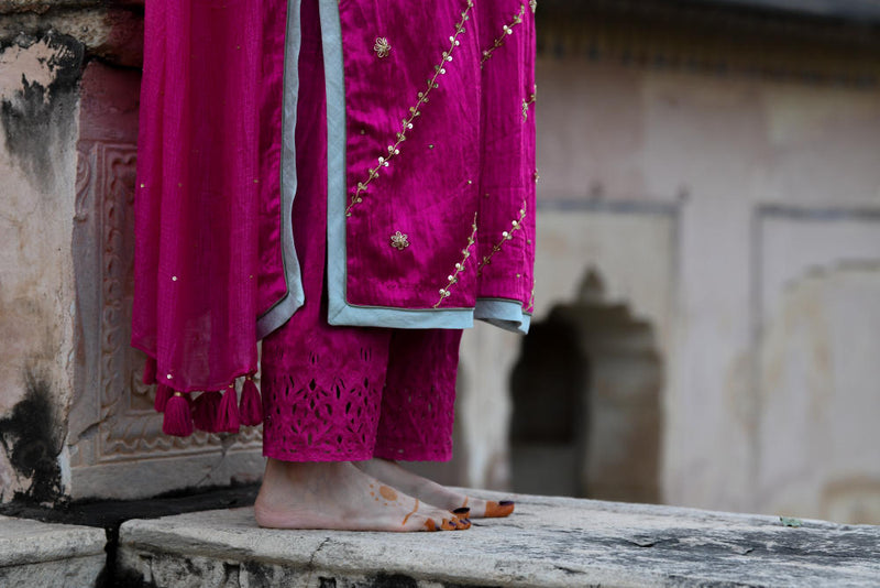Mukta Mani Kurta Set by Tokree in pink color for women in Singapore