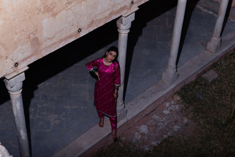 Mukta Mani Kurta Set by Tokree in pink color for women in Singapore