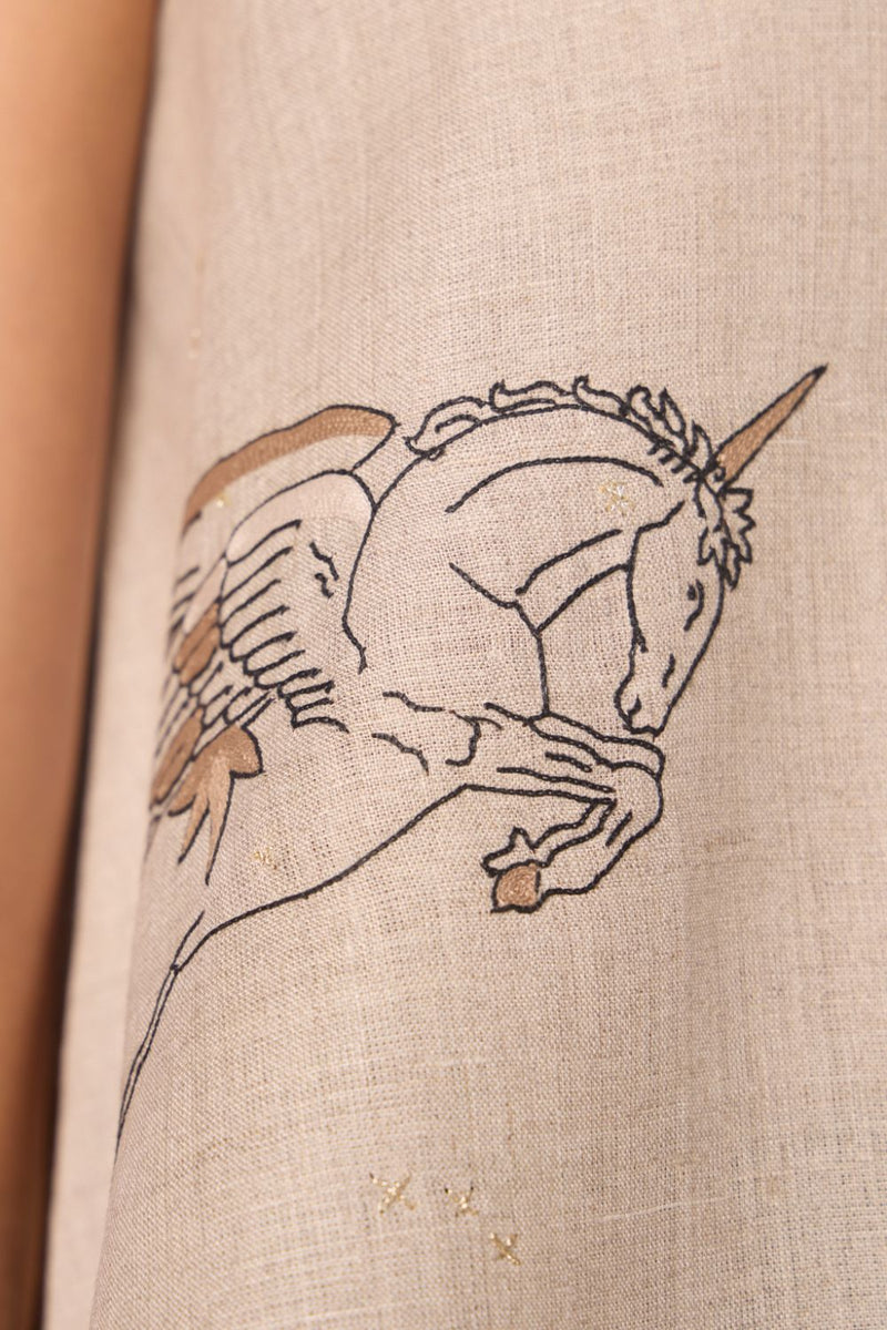 Maarah Beige Linen Halter Top linen by The Summer House in beige color for women in Singapore