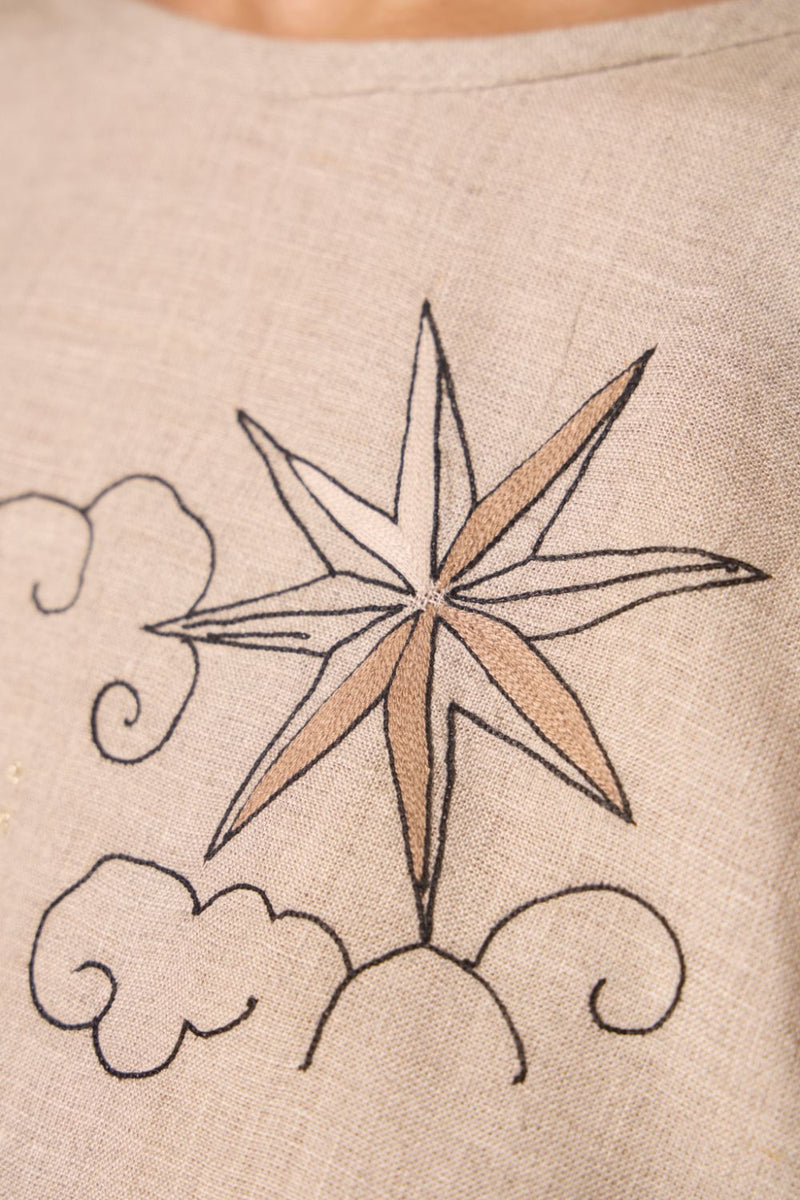 Maarah Beige Linen Halter Top linen by The Summer House in beige color for women in Singapore