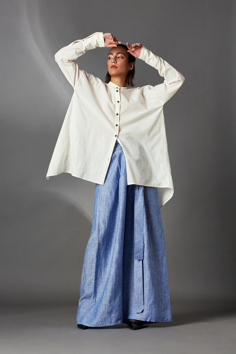Mae Shirt-White cotton by Chola in white color for women in Singapore