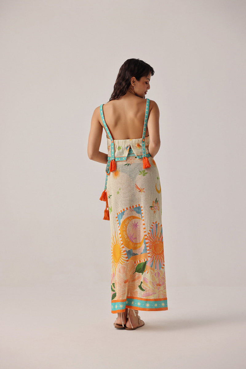 Magda Skirt-Azure crochet resort wear by NOIB in beige for women in Singapore