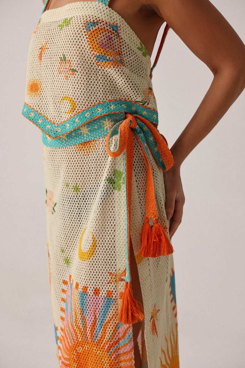 Magda Skirt-Azure crochet resort wear by NOIB in beige for women in Singapore