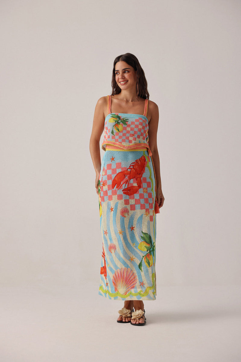 Magda Skirt-Summer Zest crochet resort wear by NOIB in blue for women in Singapore