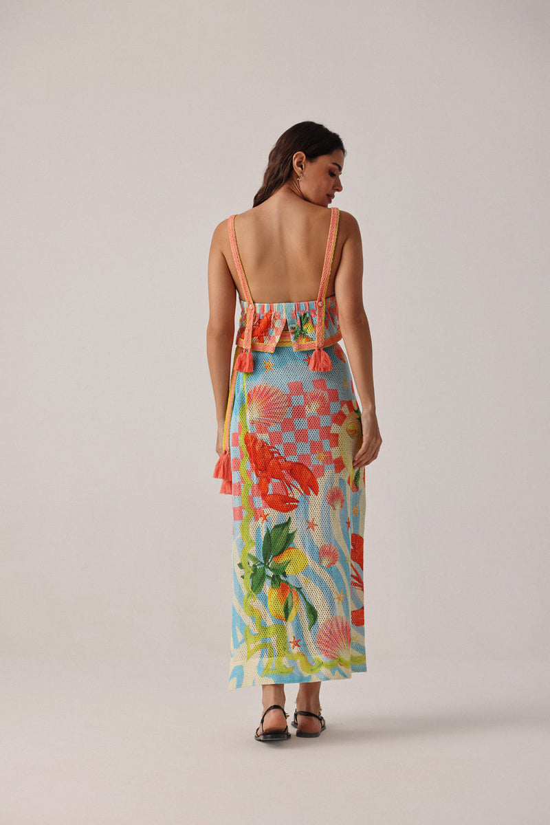 Magda Skirt-Summer Zest crochet resort wear by NOIB in blue for women in Singapore