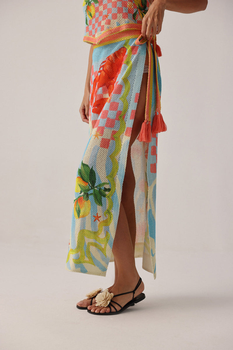 Magda Skirt-Summer Zest crochet resort wear by NOIB in blue for women in Singapore