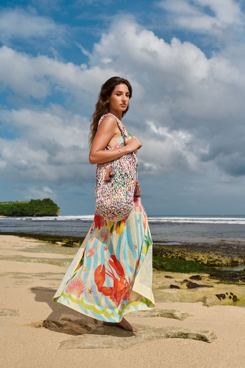 Magda Top-Summer Zest crochet resort wear by NOIB in blue for women in Singapore