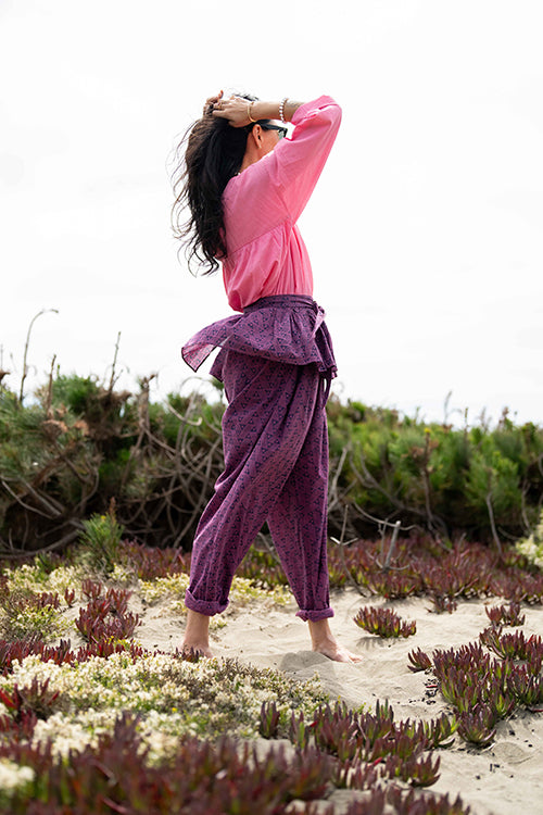 Magenta Sash Tie Up Frill cotton by World of Crow for women in Singapore