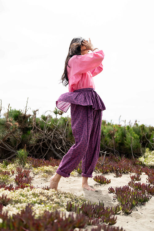 Magenta Sash Tie Up Frill cotton by World of Crow for women in Singapore