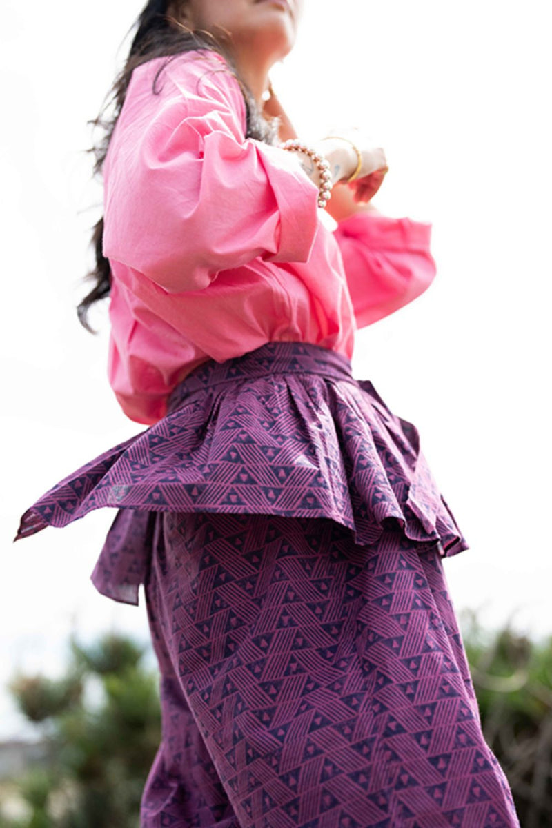 Magenta Sash Tie Up Frill cotton by World of Crow for women in Singapore