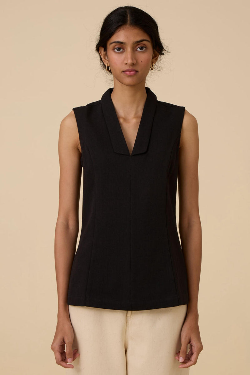 Maira Black Waistcoat cotton by The Summer House in black color for women in Singapore