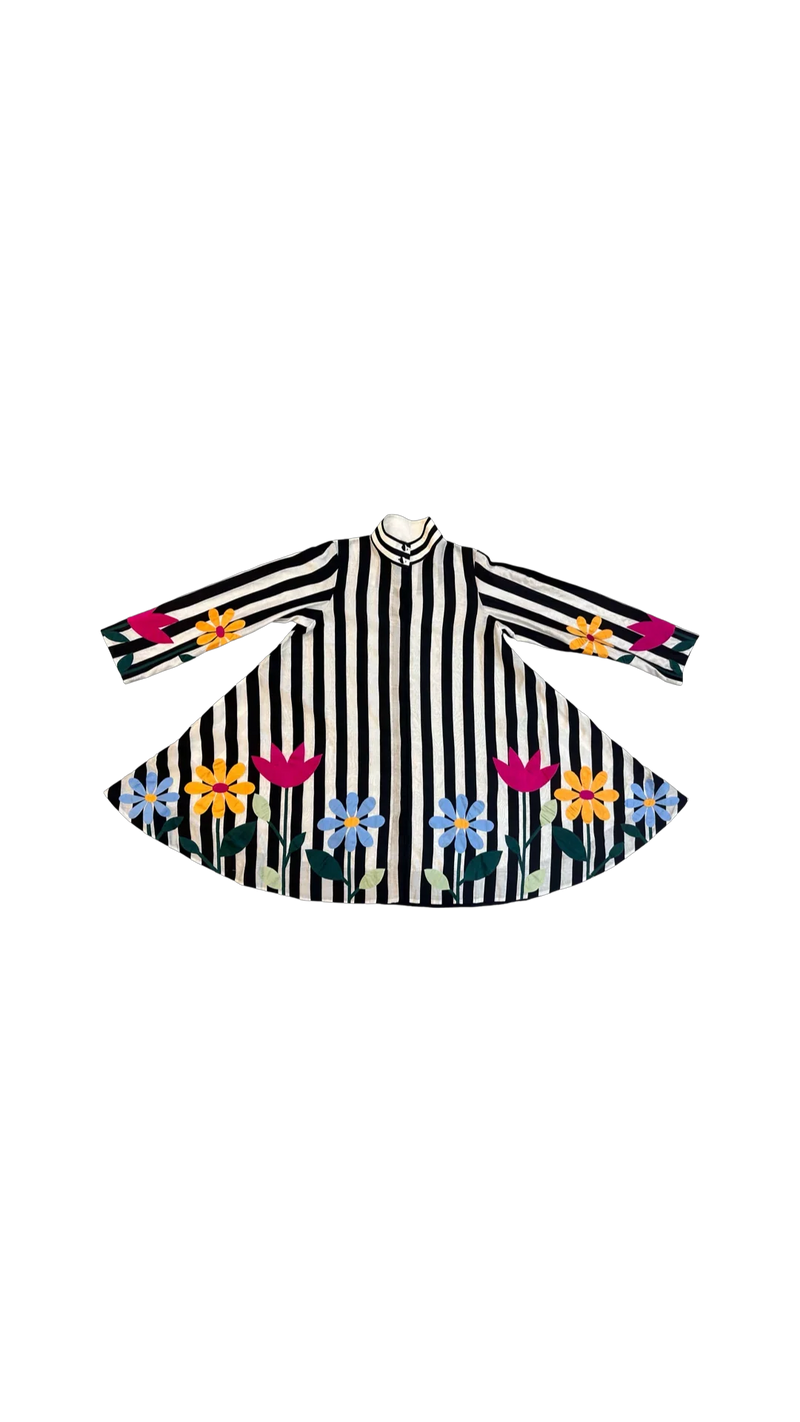 Mali Long Simp Jacket-Black and Multicolour chanderi jacket/overlay by Ka-Sha in multicolor for women in Singapore