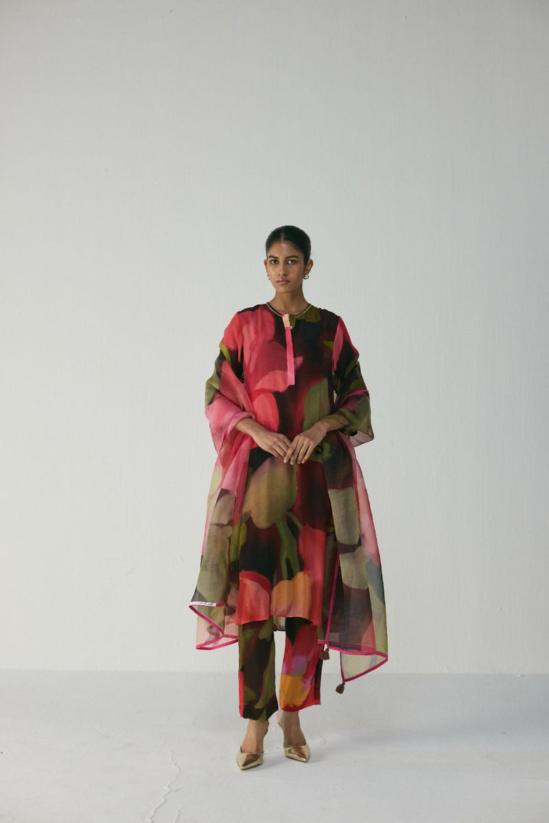 Manhattan Long Crepe Kurta Set mul by YAM in multi color for women in Singapore