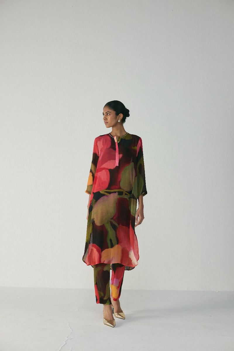Manhattan Long Crepe Kurta Set mul by YAM in multi color for women in Singapore