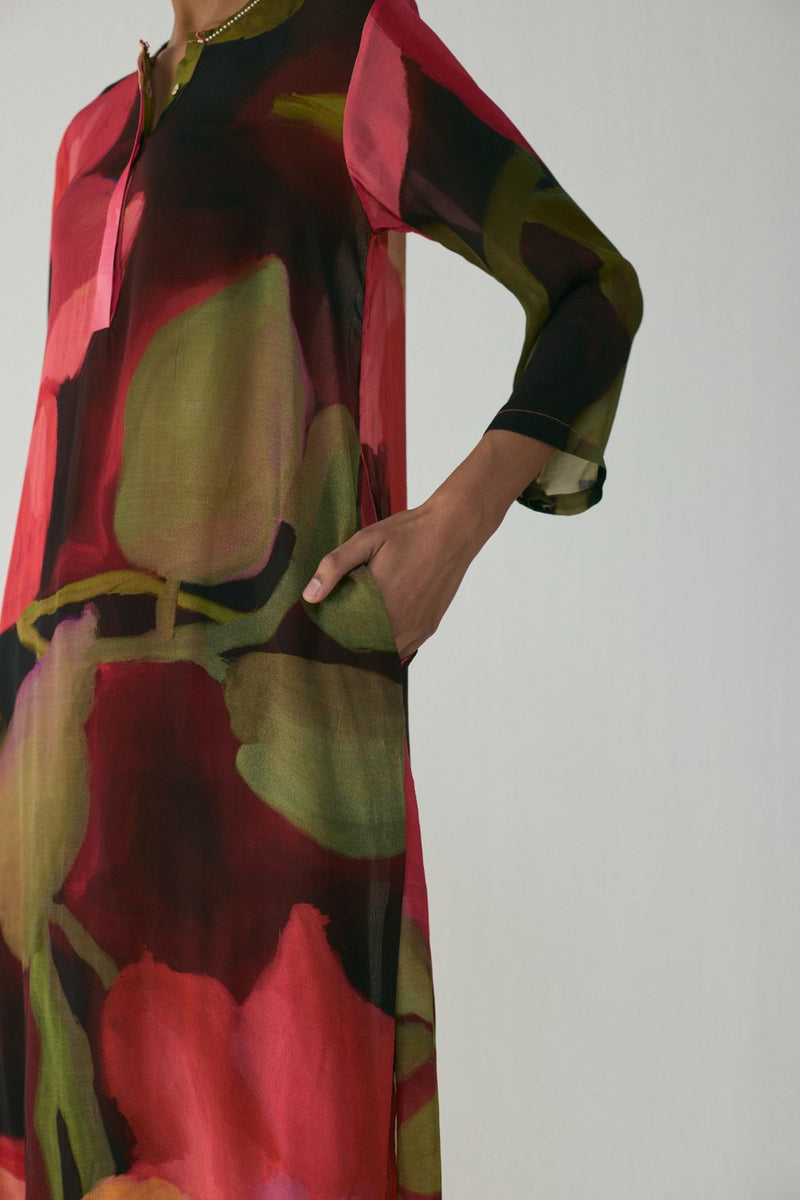 Manhattan Long Crepe Kurta Set mul by YAM in multi color for women in Singapore