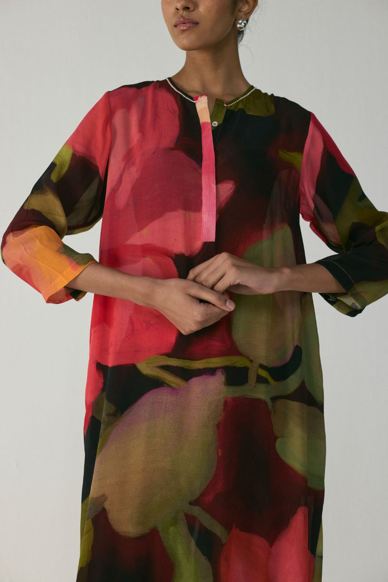 Manhattan Long Crepe Kurta Set mul by YAM in multi color for women in Singapore