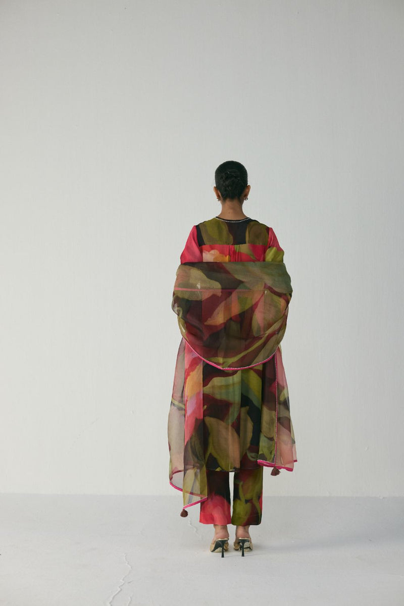 Manhattan Long Crepe Kurta Set mul by YAM in multi color for women in Singapore