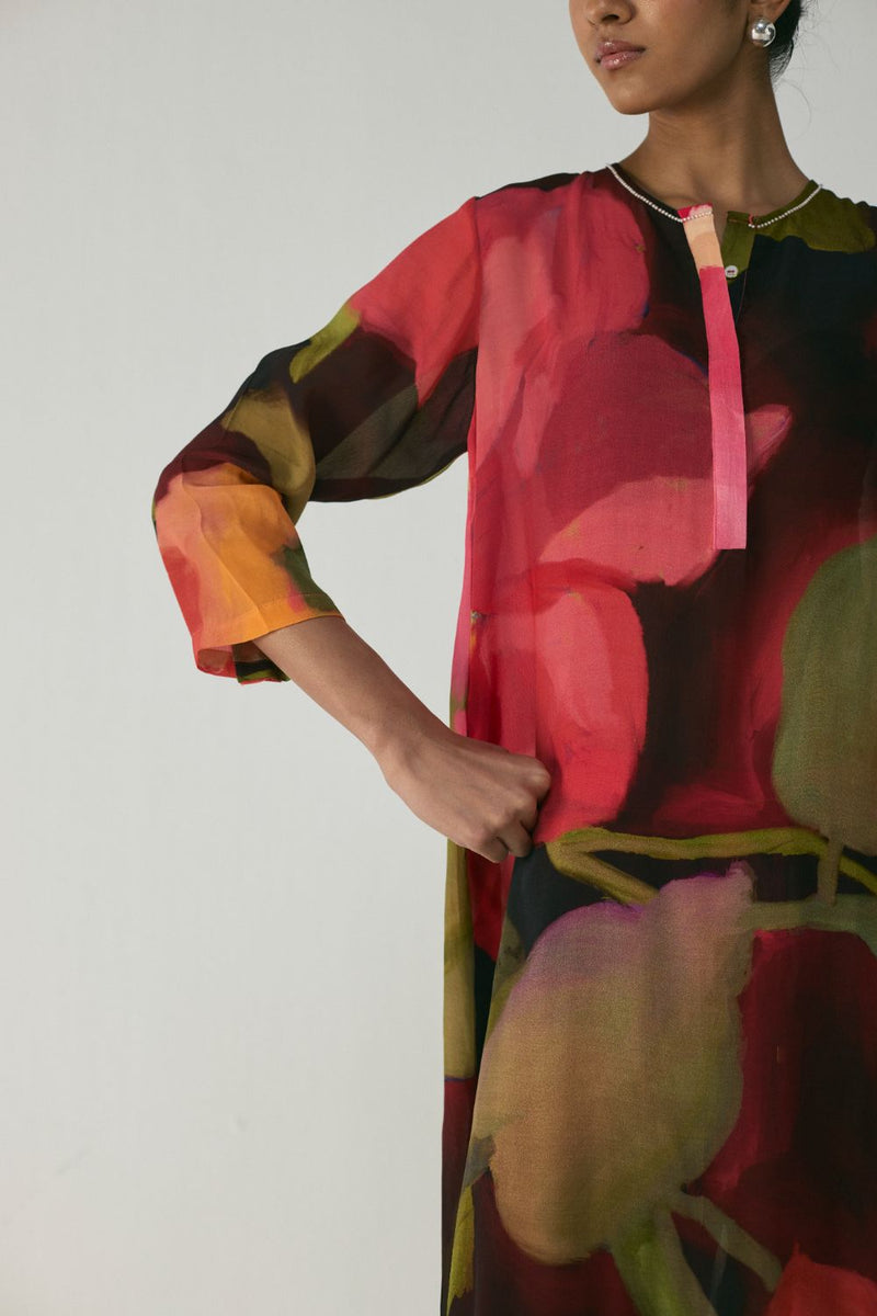 Manhattan Long Crepe Kurta Set mul by YAM in multi color for women in Singapore