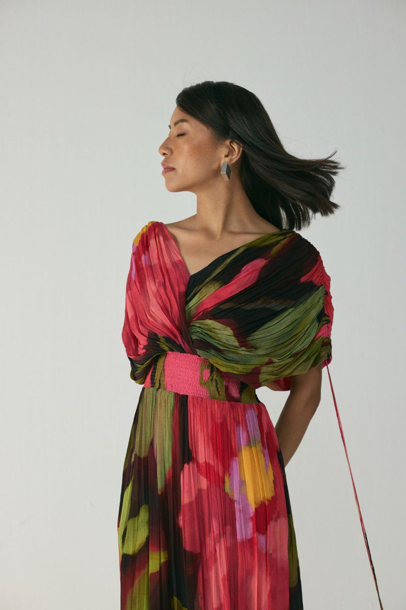 Manhattan Draped Dress mul by YAM in multi color for women in Singapore